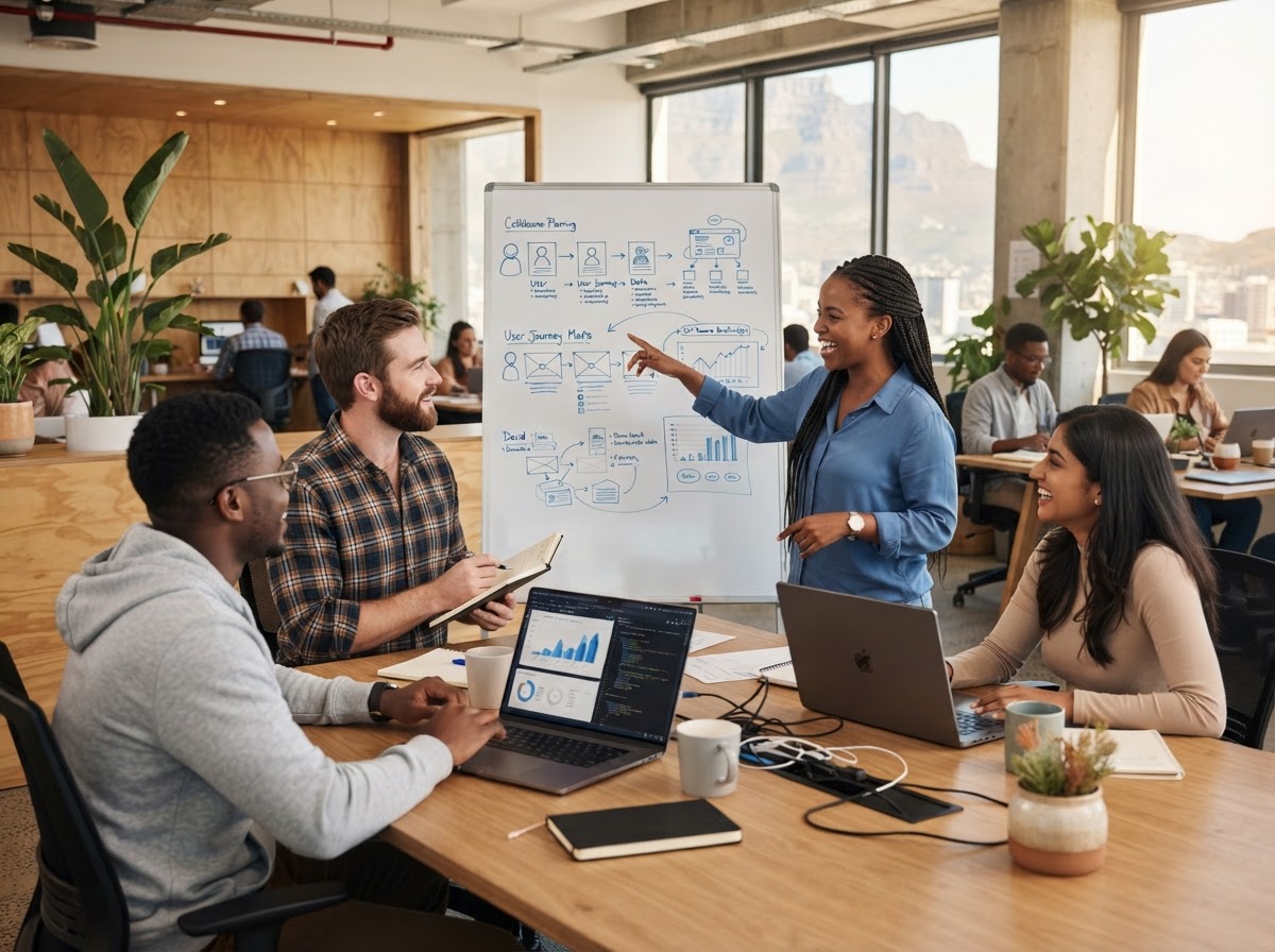 Clever Reach team reviewing data-driven investment analysis